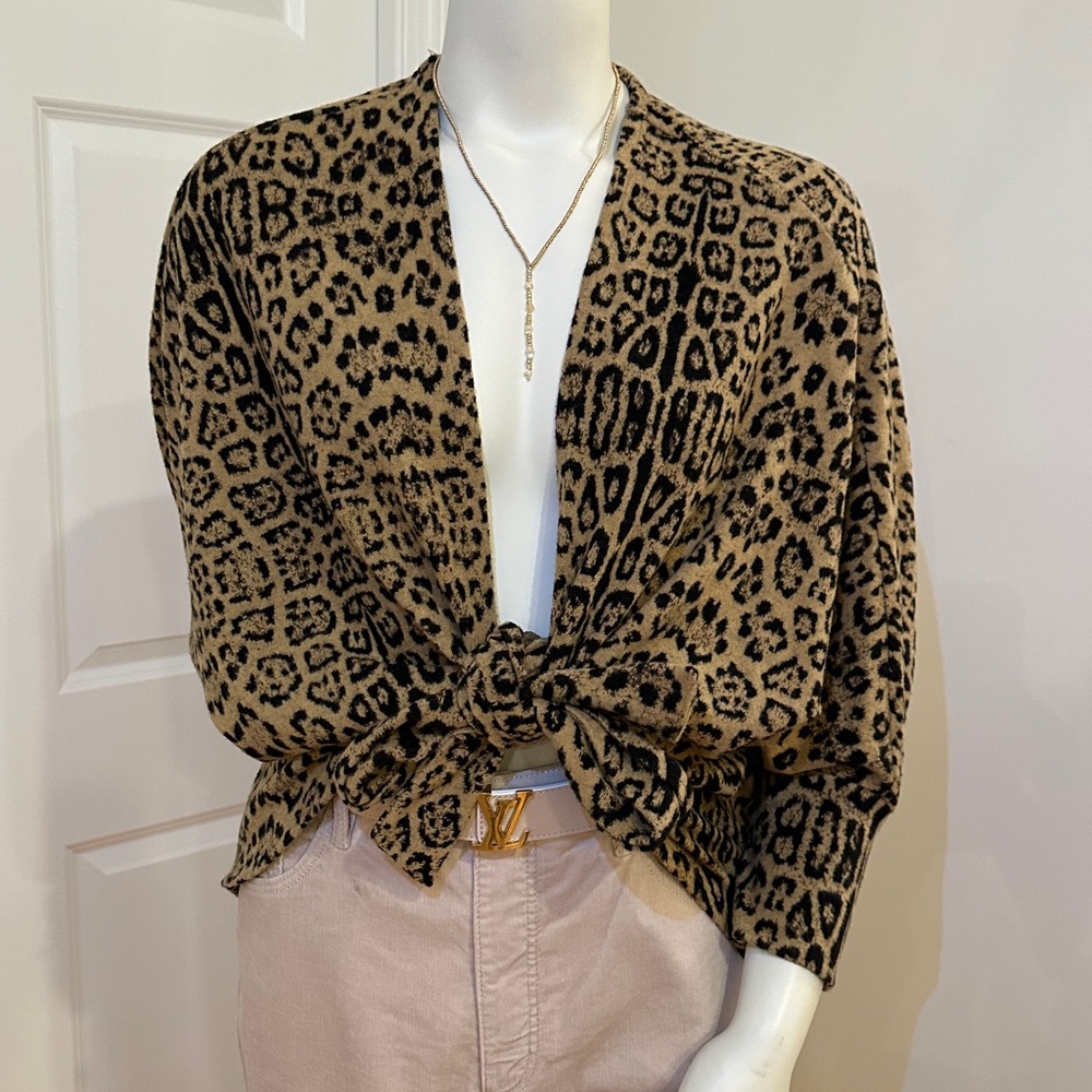 Chico's Leopard Print Cardigan - Black and Tan.